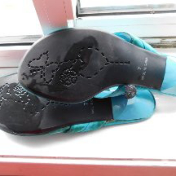 2/$15 Blue satin sandand low heel - Picture 3 of 3